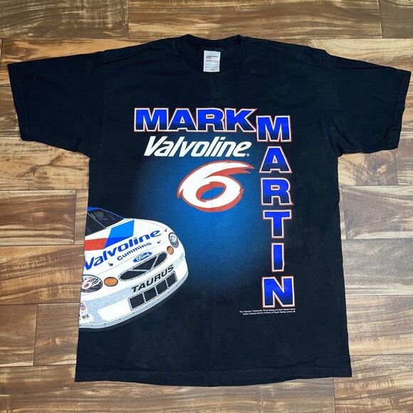Vintage Mark Martin NASCAR Shirt Mens XL All Over Print Valvoline Ford Racing - Picture 1 of 12